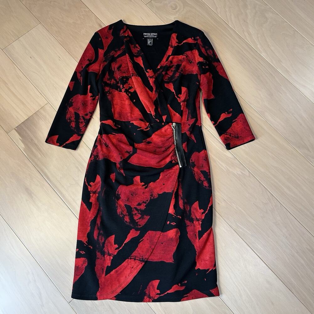 Frank Lyman Faux-Wrap Dress Long Sleeve Women’s 8